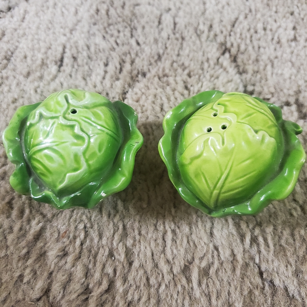 Vintage Ceramic Cabbage Salt and Pepper Shakers